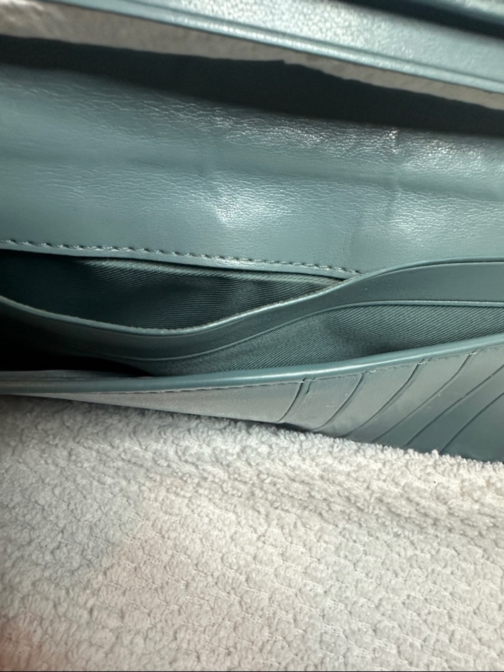 Coach Tea Rose Floral Studded Leather Wallet - Aqua Blue - Picture 11 of 16